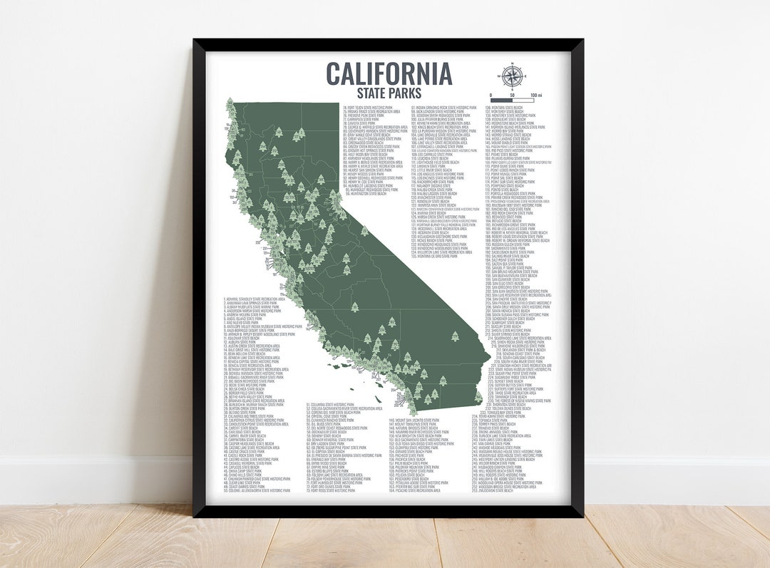 California State Park Map - Etsy