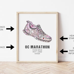 Personalized Marathon Map Gift, Custom Gift for Runner