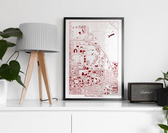 Bloomington IN Map Print, Indiana University Campus Map