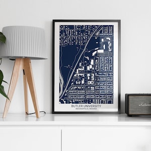 Butler University Map Gift, Indianapolis Map Print