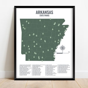 Arkansas State Parks Map Print | Etsy