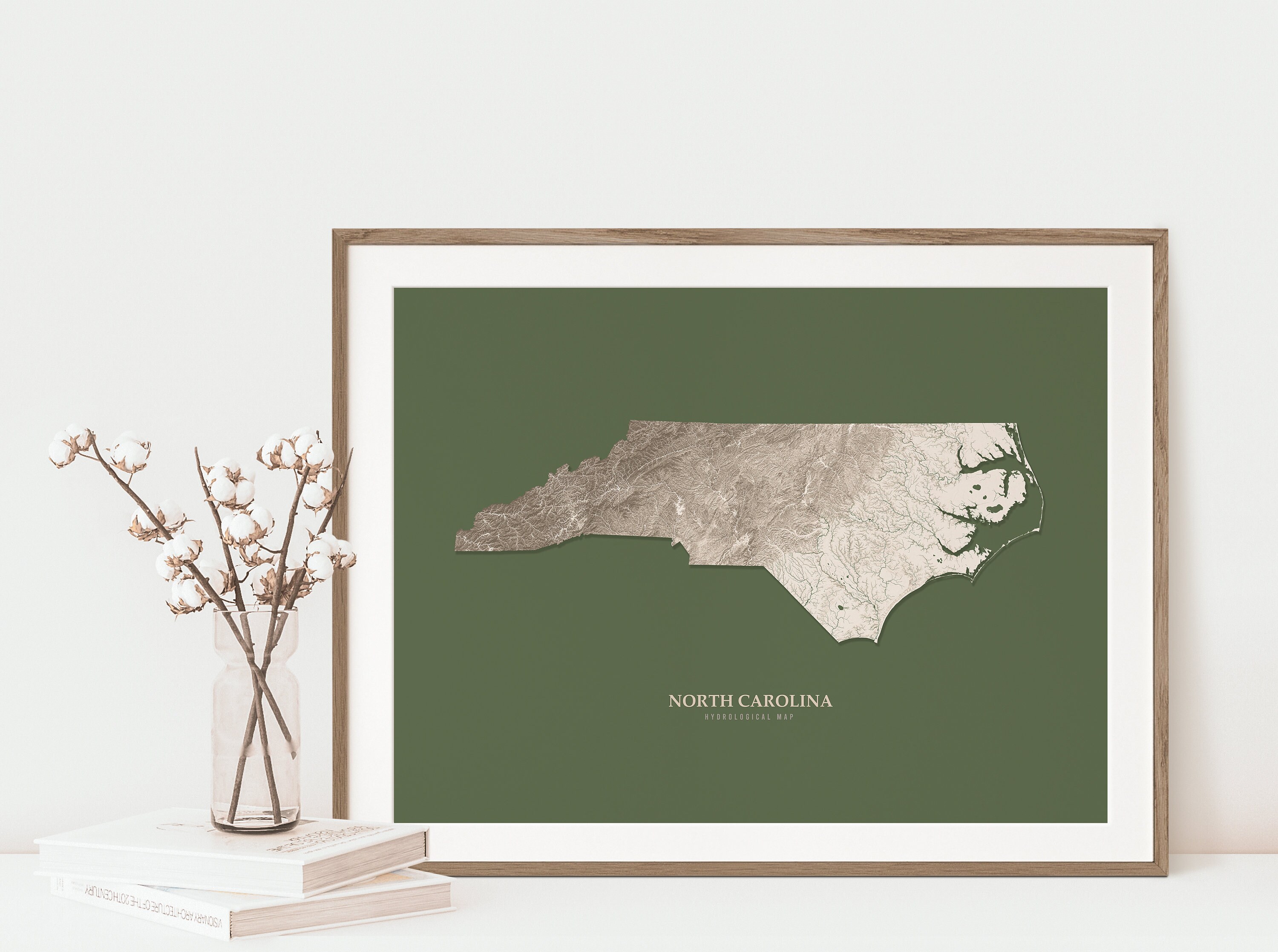 North Carolina Hydrological Map Poster green - Etsy