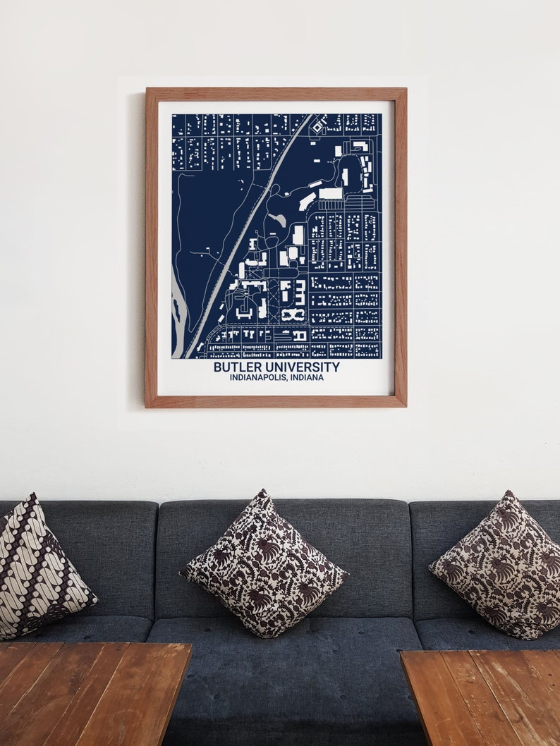 Butler University Map Gift Indianapolis Map Print Etsy