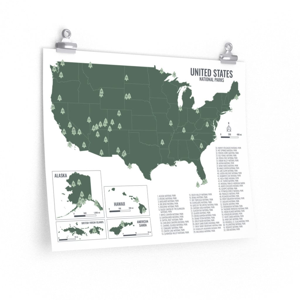 united states national parks map etsy