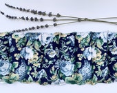 Hot and Cold microwave rice pack and bag. small navy floral with white flower.Lavender scented. Cold Heat Packs. Aromatherapy.Relaxation