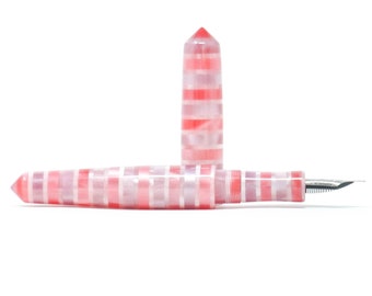 Striped Candy Spreadbury Loft Bespoke Fountain Pen - Bock or JoWo #6 Nib, Gift Box