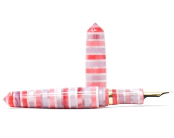 Striped Candy Spreadbury XL Grand Loft Bespoke Fountain Pen - Bock or JoWo #6 Nib, Gift Box