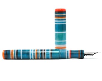 Peacock Stripe Highworth Loft Bespoke Fountain Pen JoWo/Bock #6