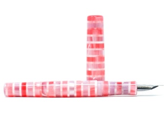 Striped Candy Highworth Loft Bespoke Fountain Pen - Bock or JoWo #6 Nib, Gift Box