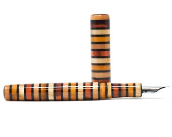 Tiger's Eye Stripe Highworth Loft Bespoke Fountain Pen JoWo/Bock #6