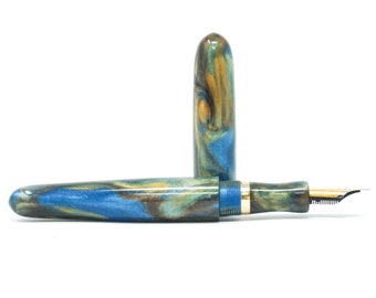 Golden Ocean 4 Canterbury Loft Bespoke Fountain Pen - Bock or JoWo #6 Nib, Gift Box