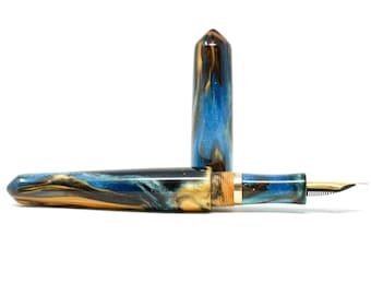 Golden Ocean 3 Wiltshire Loft Bespoke Fountain Pen - Bock or JoWo #6 Nib, Gift Box