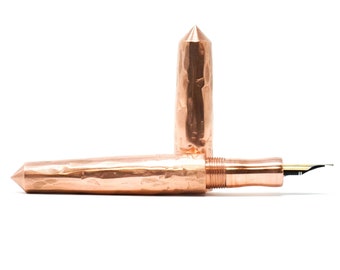 Copper ('Rose Gold') Hammered Spreadbury Custom Loft Bespoke Fountain Pen - Bock or JoWo #6 Nib, Gift Box