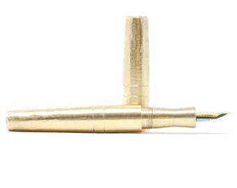 Brass Hammered Langley Loft Bespoke Fountain Pen - Bock or JoWo #6 Nib, Gift Box