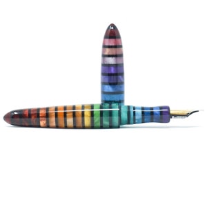 Jewel Tone Striped Loft Bespoke Fountain Pen - JoWo or Bock #6 Nib, Gift Box