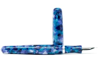 Conway Stewart's 'Azure' Flora Loft Bespoke Fountain Pen - Bock or JoWo #6 Nib, Gift Box