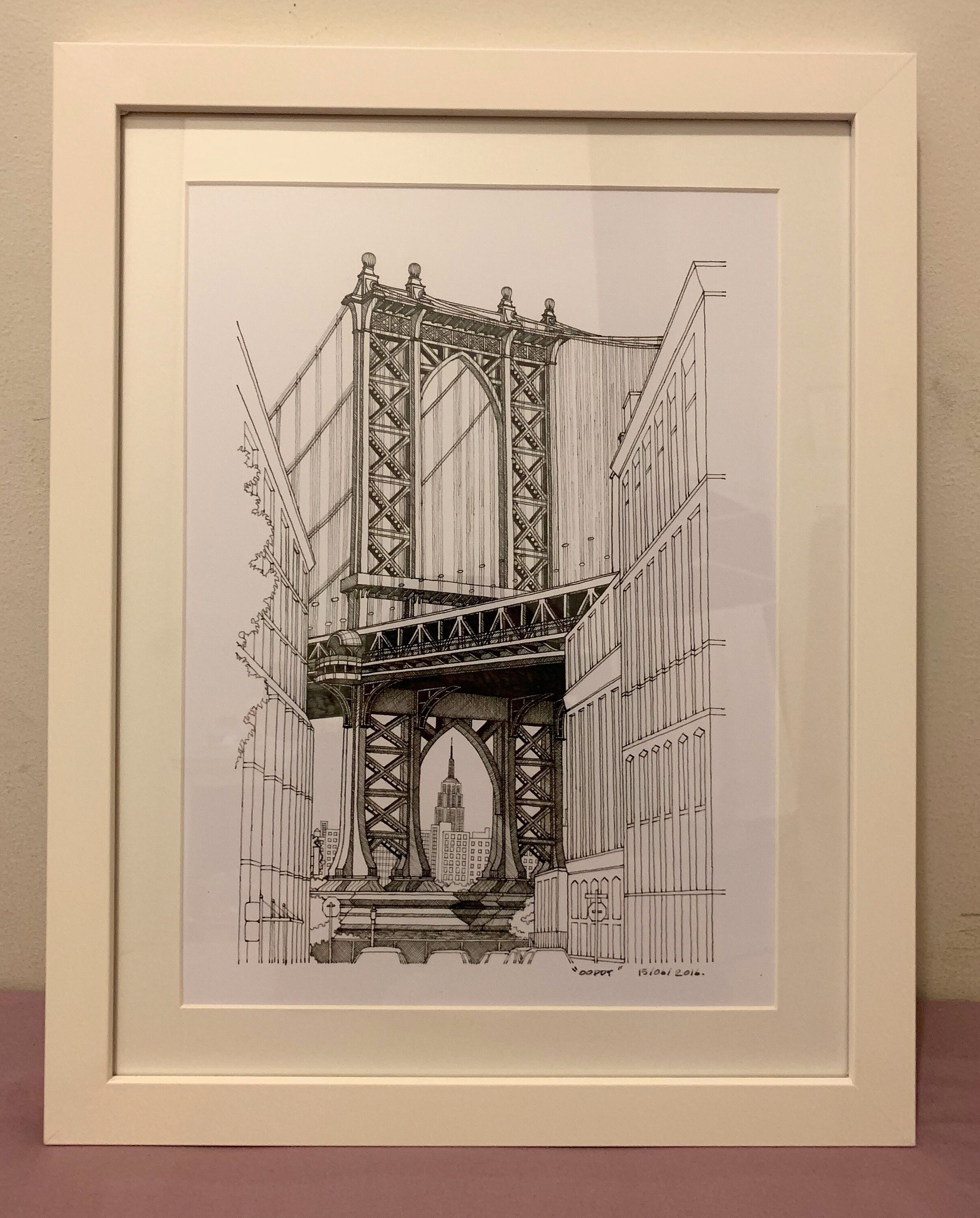 Drawing of Manhattan Bridge New York - Etsy 日本