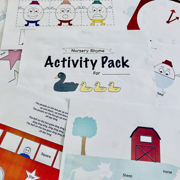 Toddler Activity Pack - Nursery Rhymes - Instant Download PDF