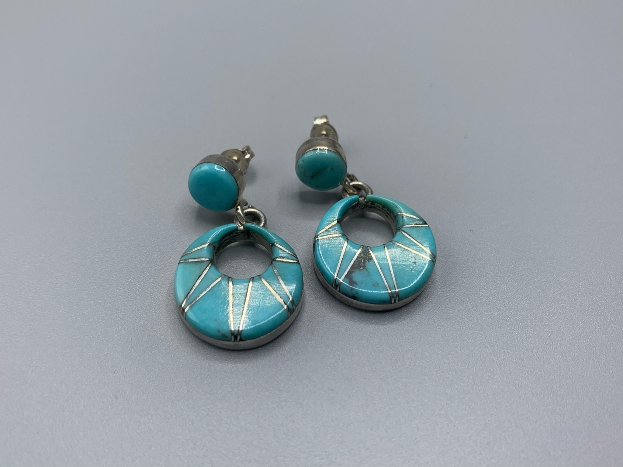 Zuni handmade inlay earrings Etsy