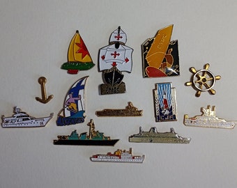 Pin's - Vintage . Pins emaillé bateau • Broche de voilier. Vintage- Epingle vintage / cadeau / pinback / pins / broche / buttonpin