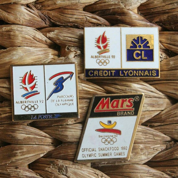 Pin's d'émail Alberville 92. Goupille d'émail jeux olympiques année 90. Insigne d'émail - Broche de revers