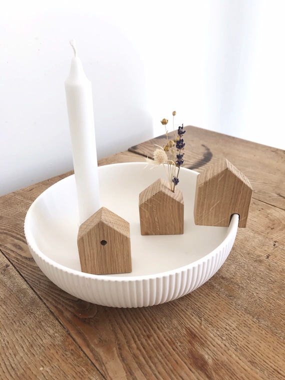 Holzhäuser Deko Dekohäuser Eichenholz Set 3er-Set Holzhaus Skandinavisch Skandi Hygge Holzhäuschen Geschenk Lidatorp