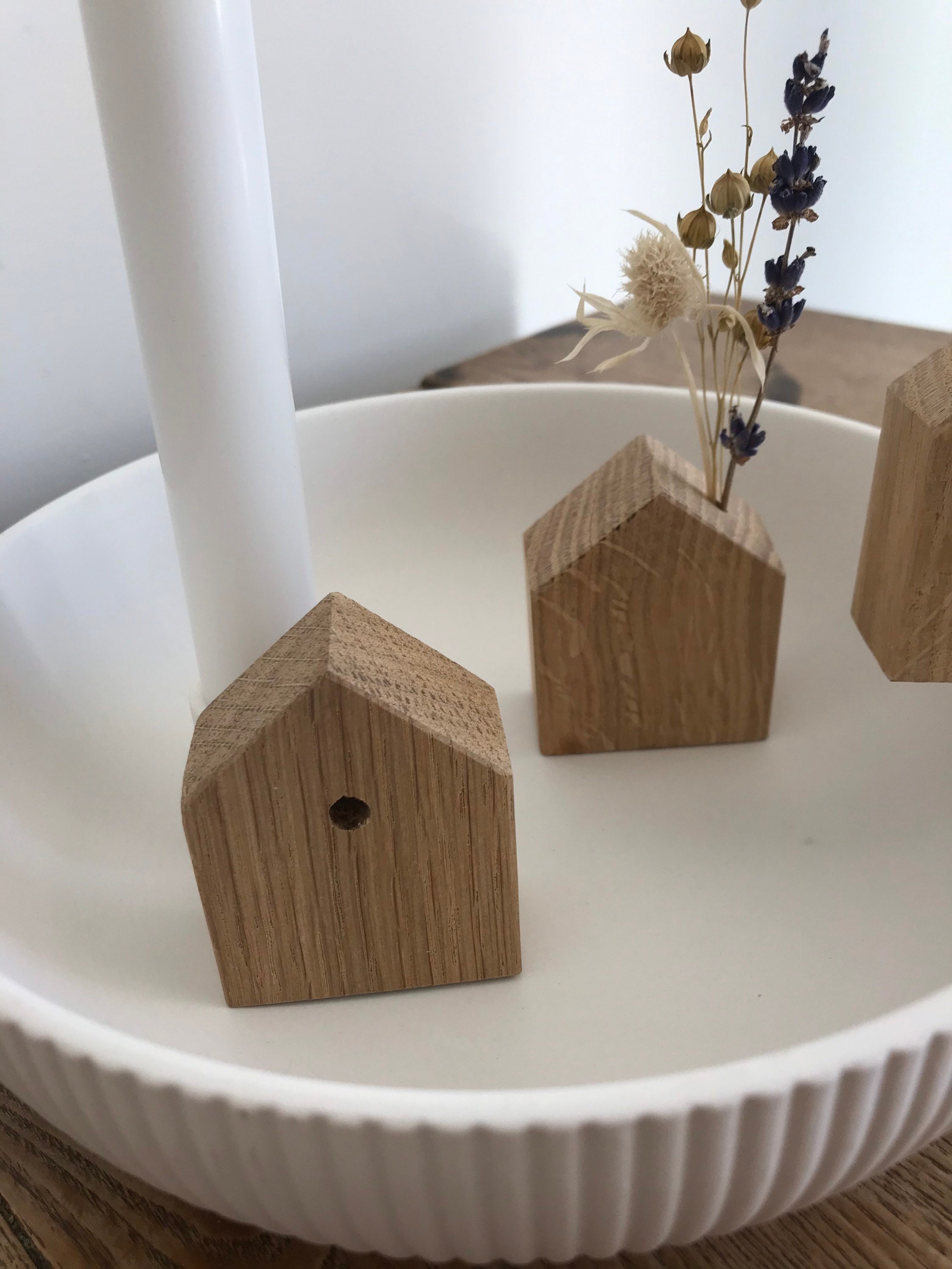 Holzhäuser Deko Dekohäuser Eichenholz Set 3erSet Holzhaus Etsy
