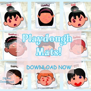 Printable playdough Activity - Playdough Mats - Playdough Activity - Face Playdough Mats -Feelings Emotion Play Dough Mats -Digital Download