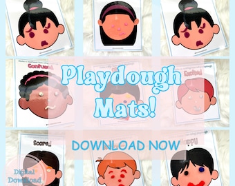Printable playdough Activity - Playdough Mats - Playdough Activity - Face Playdough Mats -Feelings Emotion Play Dough Mats -Digital Download