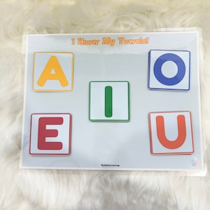Learning Vowels - Vowels Printable - Vowels Worksheet - Toddler Busy Book Pages - Vowel Sounds Printable - Learning Printable - Preschool