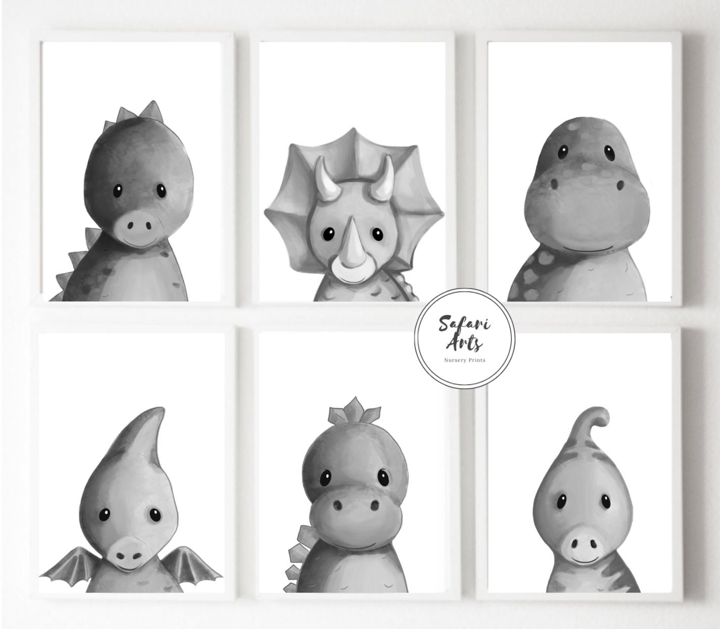 Baby Dinosaur Art Prints Newborn Dino Wall Art for Kids Etsy