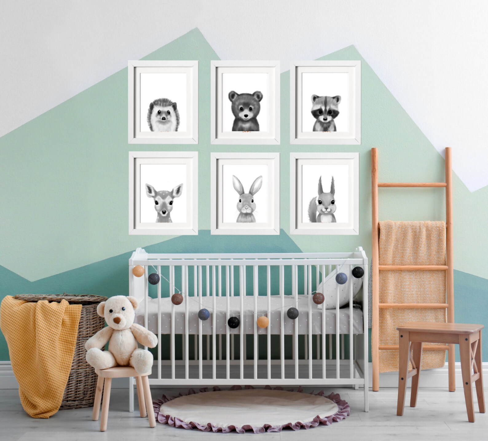 Personalized Woodland Baby Animal Wall Art Safari Animal Etsy