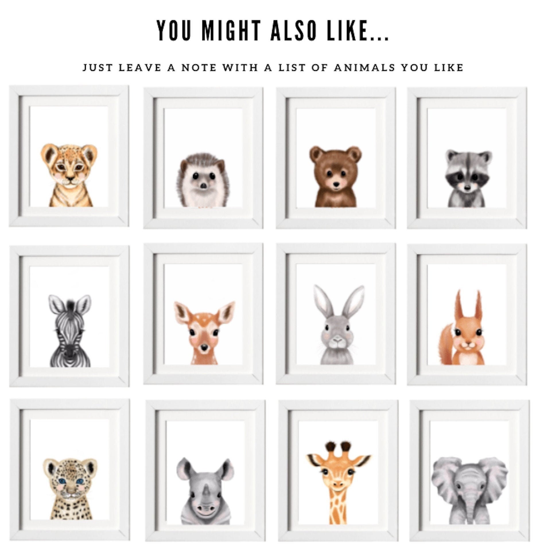 Baby Animal Nursery Prints Decor Set Nursery Pictures Etsy