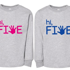 Hi! Five | 5th Birthday Themes | 5th Birthday Ideas | Fifth Birthday | Five Years Old | Five Year Birthday Shirt | Birthday Shirt | Hi FIve