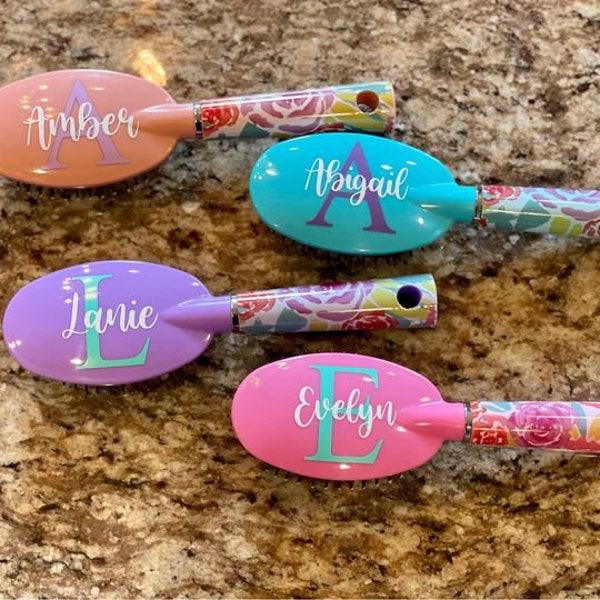 Rose Personalized Girl's Hairbrushes | Valentine Gift | Easter Gift | Girls Gift | Personalized Girl Gift | Holiday Gift | Hairbrush Custom