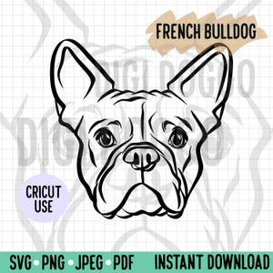 French Bulldog Outline SVG/ Frenchie Face Line Art Vector File/Dog Breed Digital Download for Cricut Silhouette Project/Frenchie Mum Clipart
