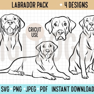 Labrador Outline SVG/ Cute Dog Line Drawing Vector Art File/ Cricut Silhouette Dog Cut Out File Labrador Breed Face Digital Instant Download