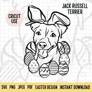 Jack Russel Terrier SVG/Hund Rasse Digital Download Vektor-Datei/Jack Russel Ostern Clipart Cricut Schnitt Silhouette /Hund Ostern Umriss