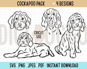 Cockapoo Dog Minimal Line Art Design Svg Png Dxf Eps Pdf | Vector ...