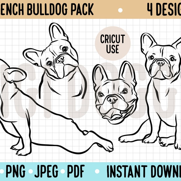 French Bulldog Outline SVG/ Frenchie Line Art SVG Bundle/ Frenchie PNG Drawing Pack/ French Bulldog Vector Graphic/ Cricut Silhouette File