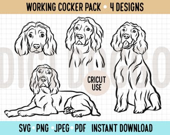 Working Cocker Spaniel Outline SVG: Dog Breed Line Art (Digital Download)