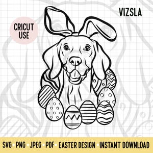 Hungarian Vizsla Easter SVG/Dog Breed Digital Download Vector File/Vizsla Dog Easter Bunny Clipart Cricut Cut File/Doggie Easter Outline Pet