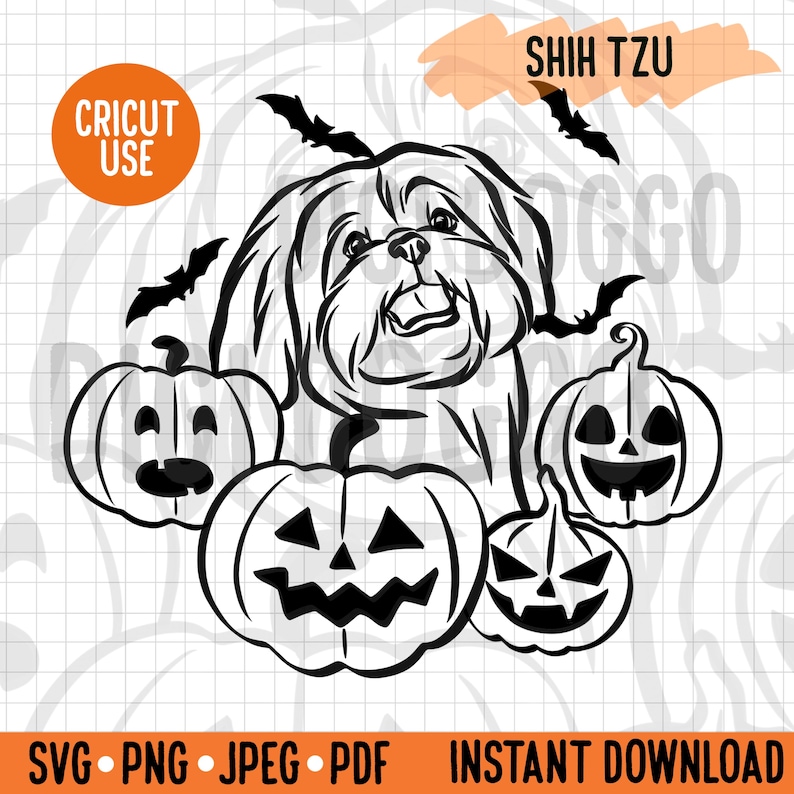 Halloween Dog SVG: Shih Tzu Breed Outline Clipart (digital Download ...