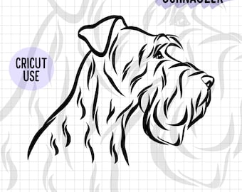 Miniature Schnauzer Outline Art: Dog Portrait Vector (Digital Download)