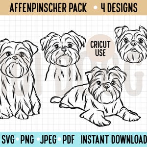 Affenpinscher Outline SVG/ Minimalistic Line Art SVG Dog Bundle/ Affenpinscher PNG Drawing/Affenpinscher Vector/ Cricut Silhouette Dog File