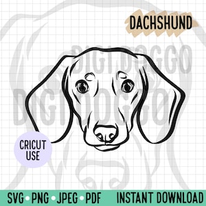 Zarys jamnika krótkowłosego SVG/Pies kiełbasiany Line Art Vector File/Rasa psa Cyfrowe pobieranie dla projektu Cricut Silhouette/Pet Clipart PNG