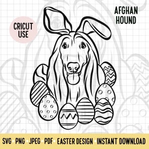 Afghan Hound Easter SVG/ Dog Breed Digital Download Vector File/ Afghan Hound Owner Easter Clipart Cricut Cut  File/ Doggie Easter Outline