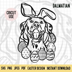 Dalmatian Easter SVG/ Dog Breed Digital Download Vector File/Dalmatian Dog Owner Easter Clipart Cricut Cut  File/Doggie Easter Outline Art