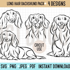 Long Haired Dachshund Outline SVG/Sausage Dog Breed Line Drawing SVG Pdf/Cricut Silhouette Cut File/Dachshund Clipart PNG/Dog Vector Graphic