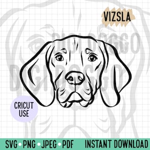 Ungarische Vizsla Umriss SVG / Vizsla Gesicht Linie Kunst Vektor-Datei / Hunderasse Digital Download für Cricut Silhouette Projekt / Vizsla Clipart PNG